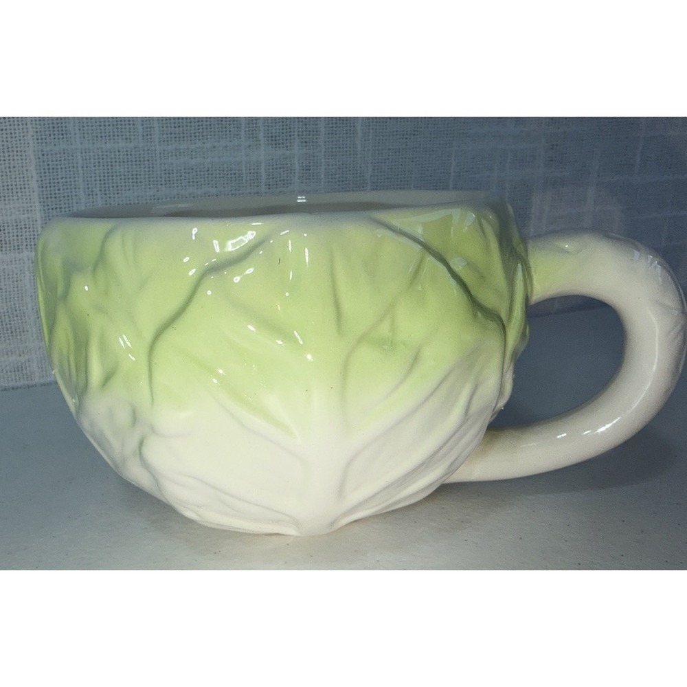 Vintage Majolica Ceramic "Cabbage" Mug